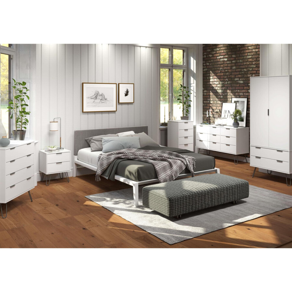 White Chest of 4 Drawers Bedroom Living Room Storage Furniture Metal Handles