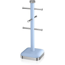 Swan Retro Mug Tree Sturdy Stainless Steel Elegant Chrome Finish Blue