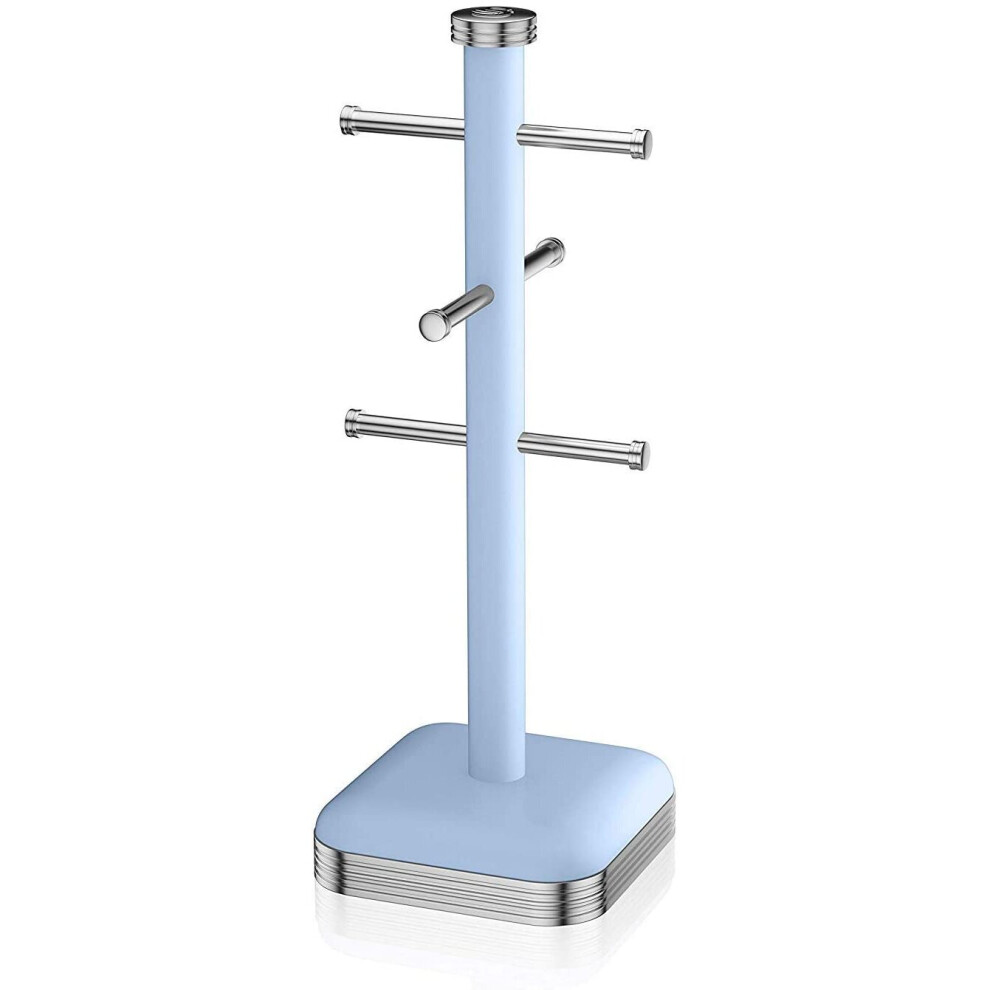 Swan Retro Mug Tree Sturdy Stainless Steel Elegant Chrome Finish Blue