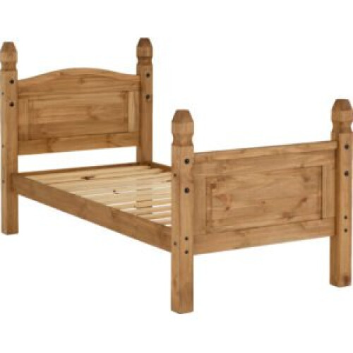 Seconique Corona Single 3ft Bed Frame High Foot End Distressed Waxed Pine 1