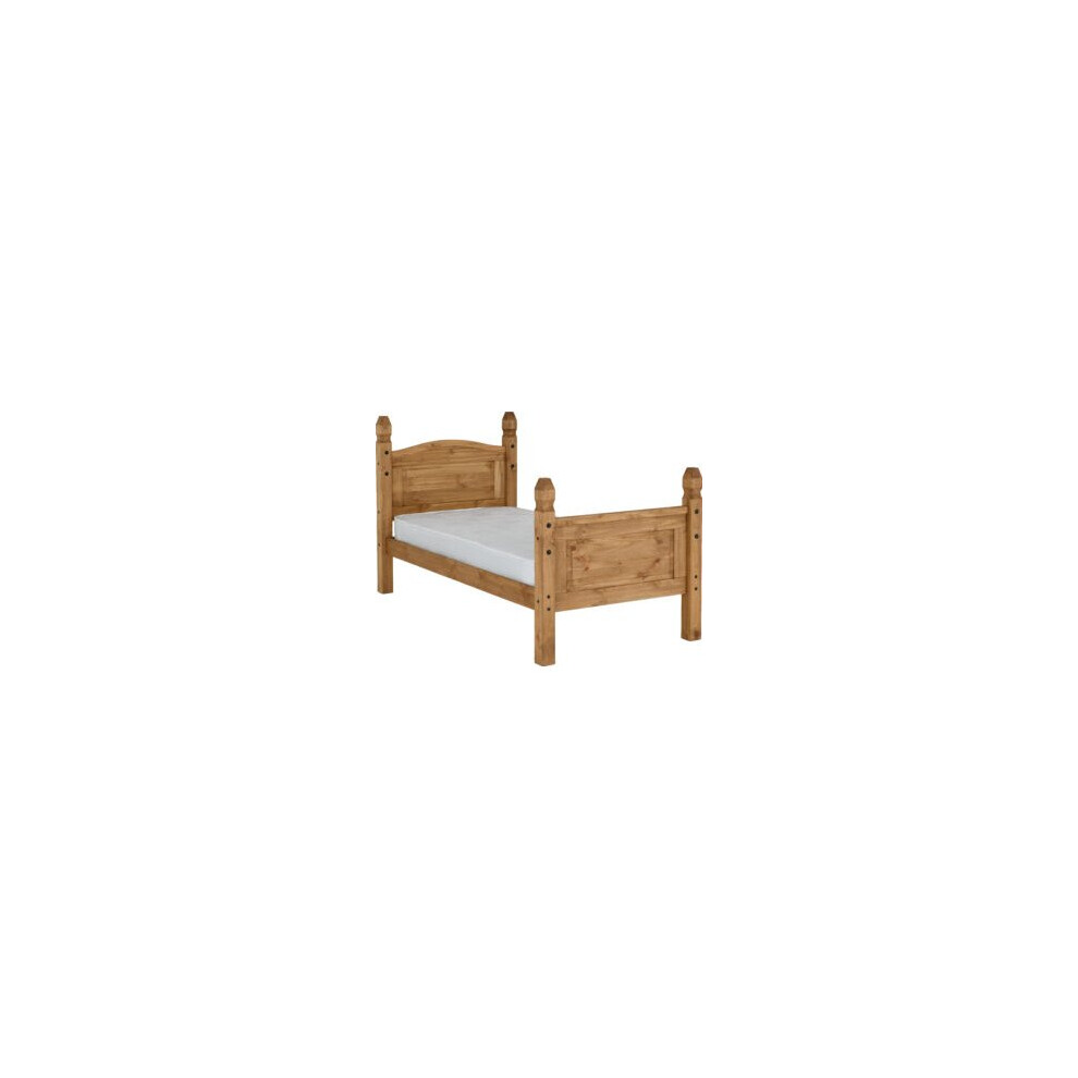 Corona Single 3ft Bed Frame High Foot End Distressed Waxed Pine