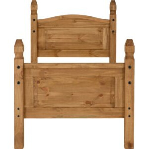 Seconique Corona Single 3ft Bed Frame High Foot End Distressed Waxed Pine 2