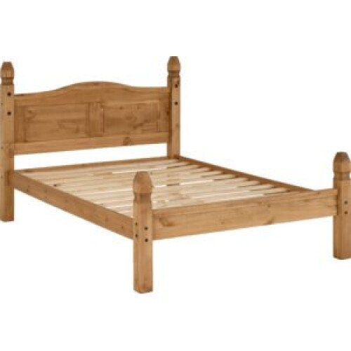 Seconique Corona  Double 4ft 6inch Bed Frame Low Foot End Distressed Waxed Pine 1