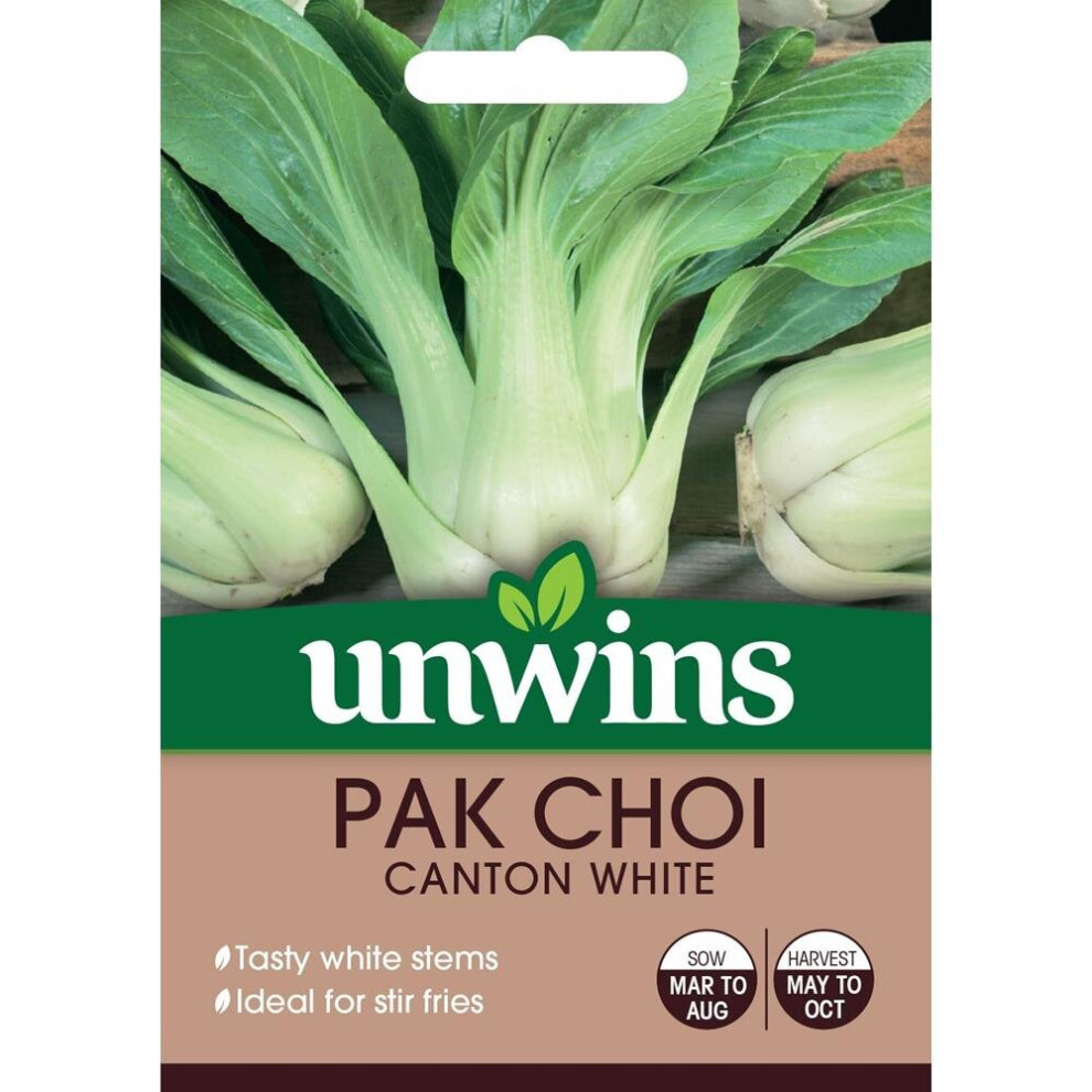 Unwins Grow Your Own Tasty Pak Choi Canton Vegetable Seeds White