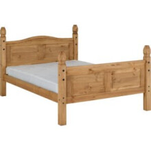 Corona King 5ft Bed Frame High Foot End Distressed Waxed Pine