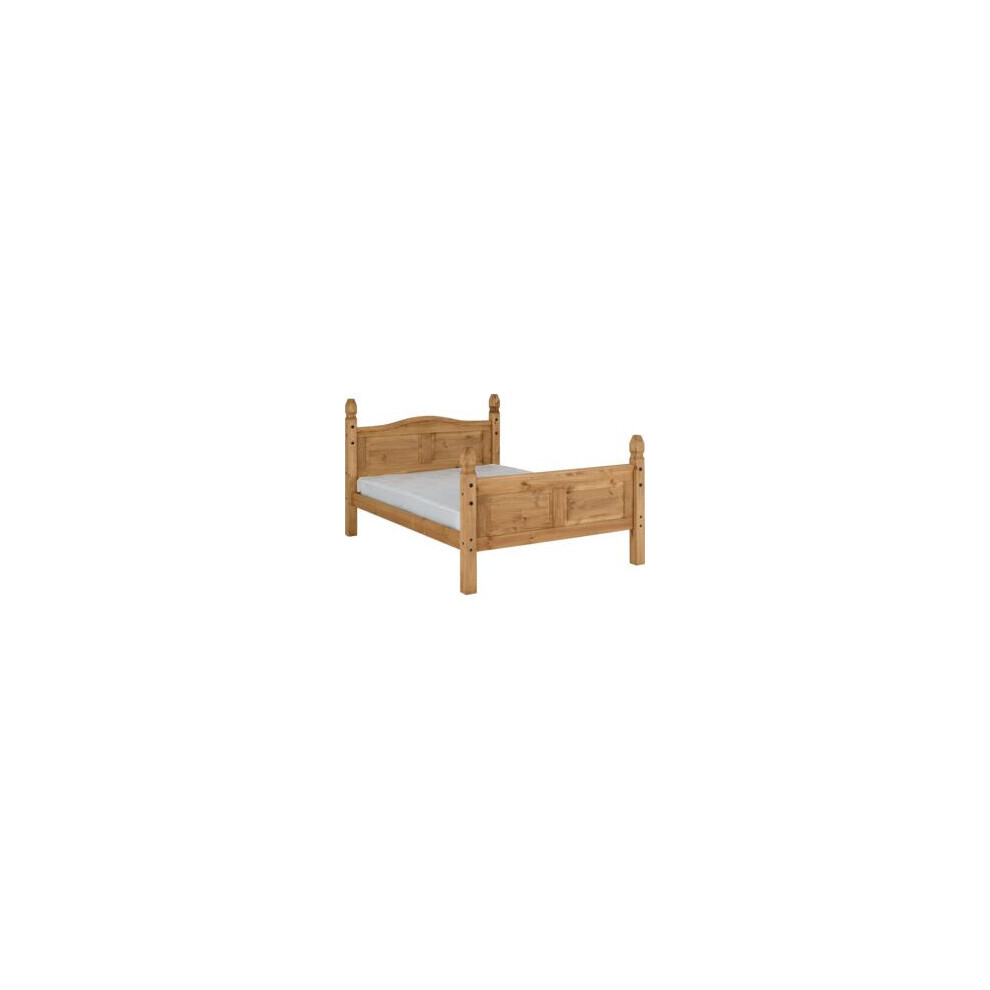 Corona King 5ft Bed Frame High Foot End Distressed Waxed Pine