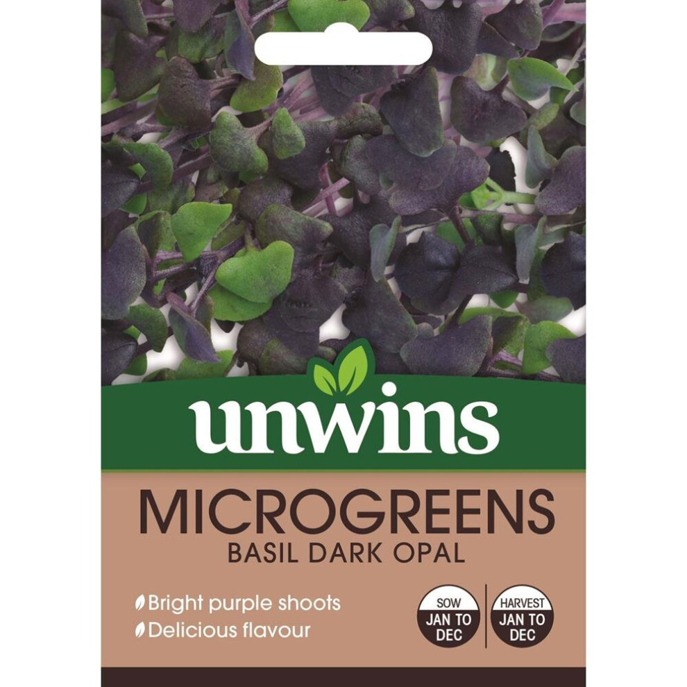 Unwins Grow Your Own Bright Microgreens Basil Opal Seeds Purple/Dark