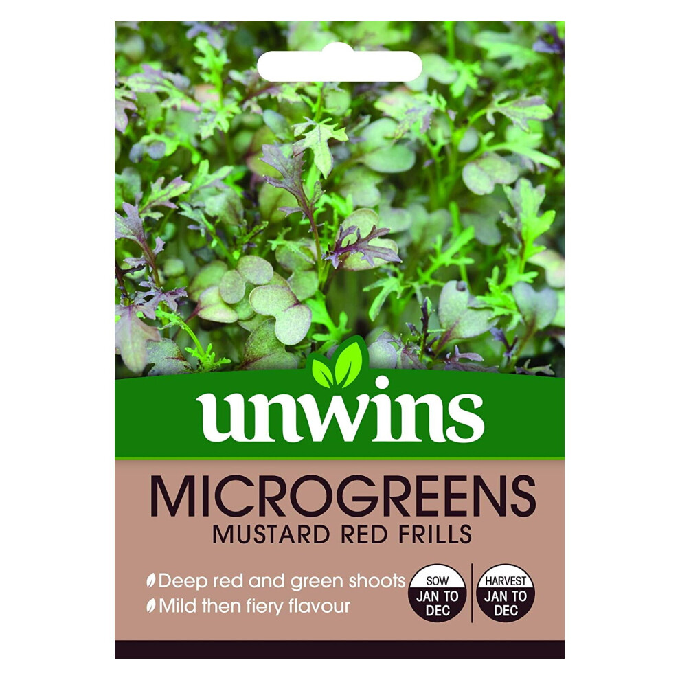 Unwins Easily Grow Your Own Microgreens Mustard Frills Veg Seeds Red