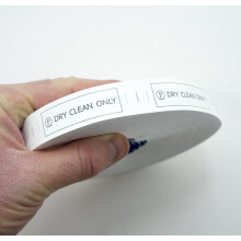 HAND Paper Fabric Material Wash Care Labels 'DRY CLEAN ONLY' 19mmWx66mmL, Roll of 2000 labels