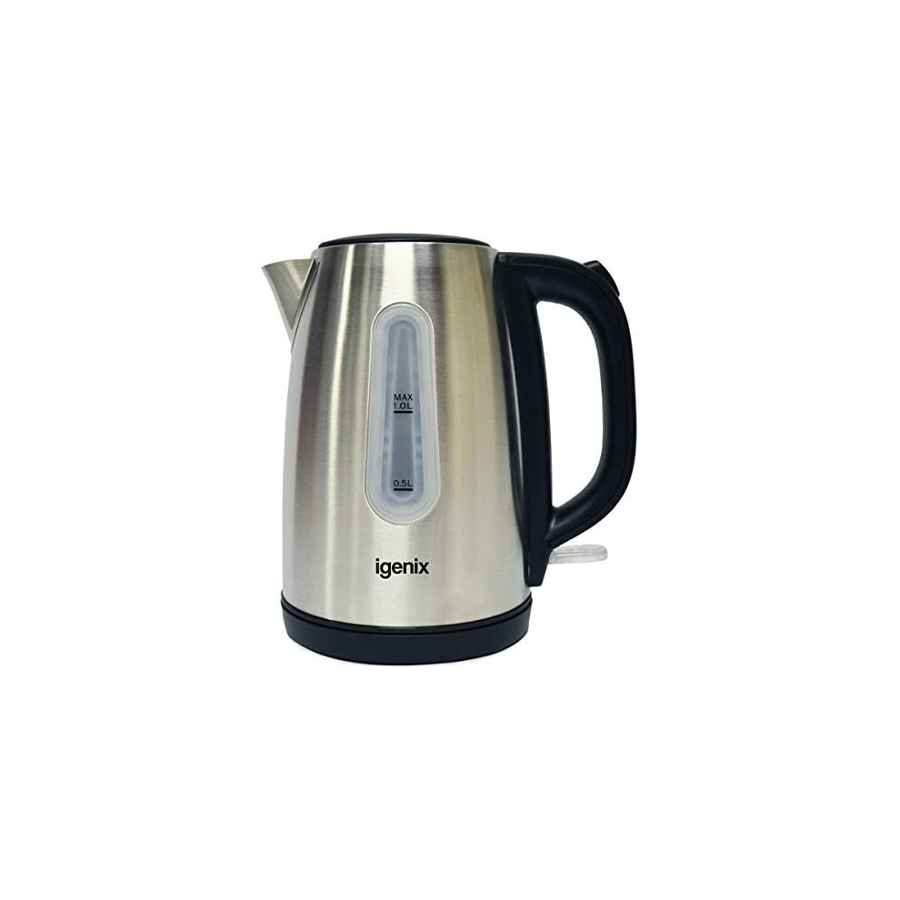 Igenix IG7601 Cordless Electric Jug Kettle, Rapid Boil, 1 Litre, Stainless Steel