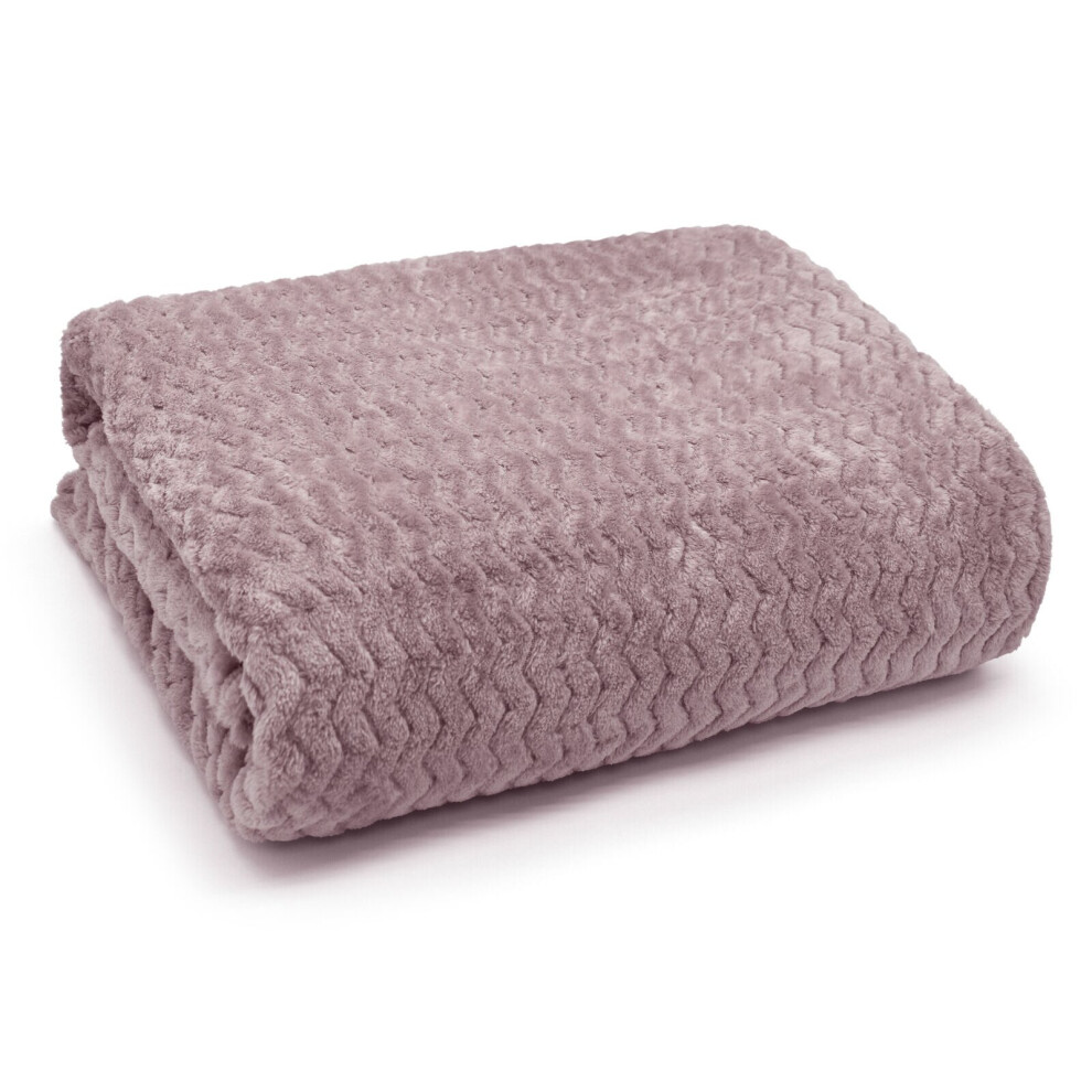 (Mauve) Wave Throw Fleece Blanket Sofa Size 150 X 200 CM