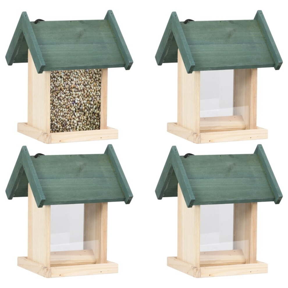 vidaXL 4x Firwood Bird Feeders Garden Wooden Wild Bird Feeding Station House