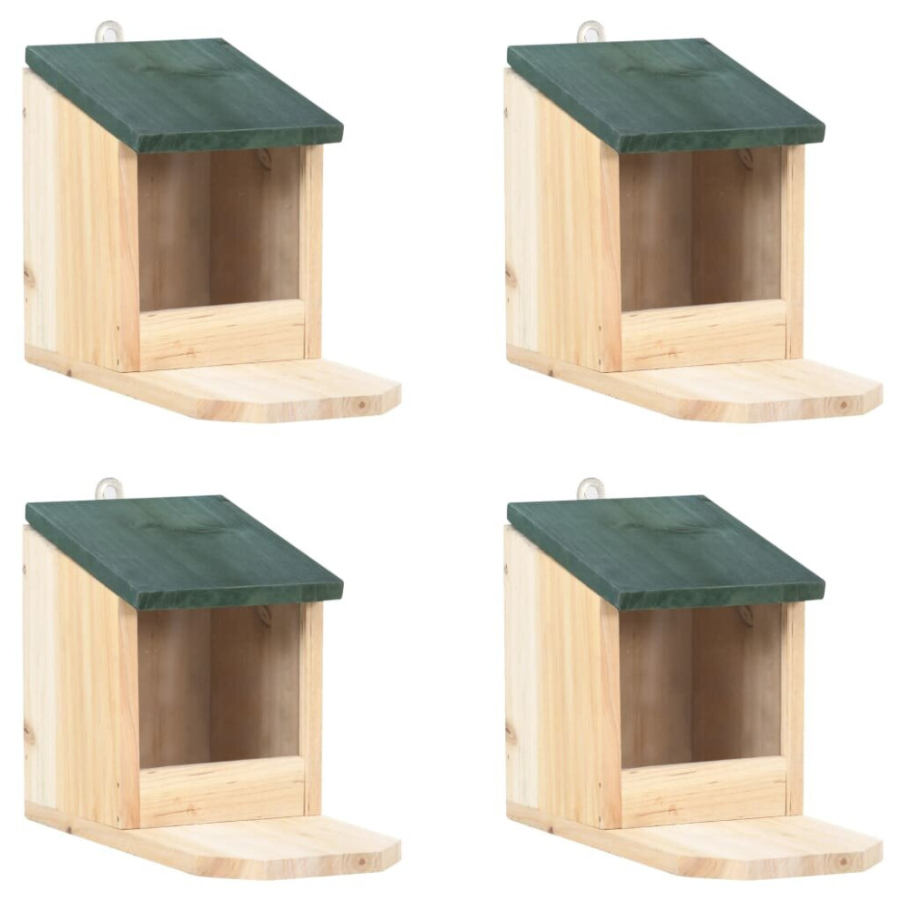 vidaXL 4x Firwood Squirrel Houses Garden Wooden Holder Peanut Butter Feeder