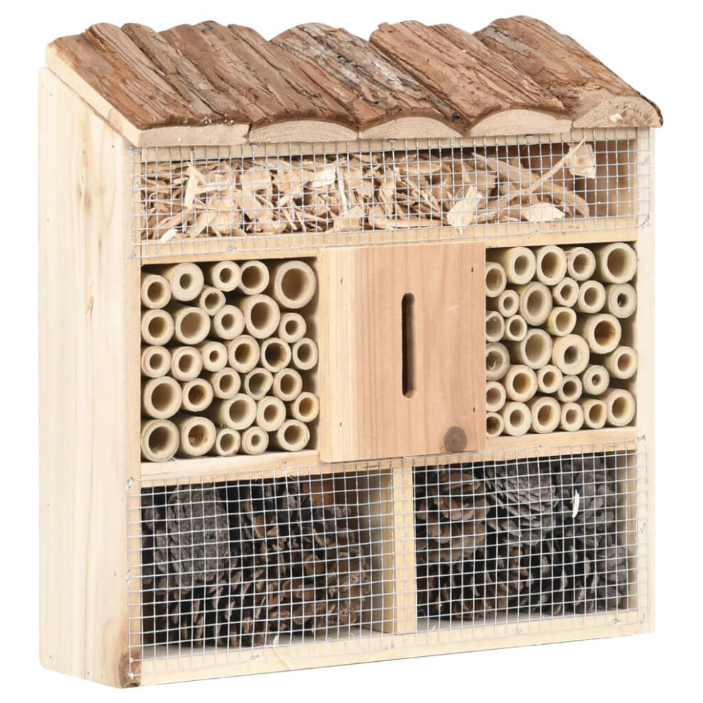 vidaXL Firwood Insect Hotel 30x10x30 cm Wooden Garden Wildlife Nesting House