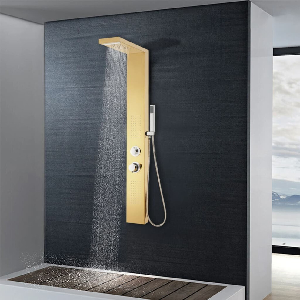 vidaXL Shower Panel System Stainless Steel 201 Gold Bathtub Shower Fixture