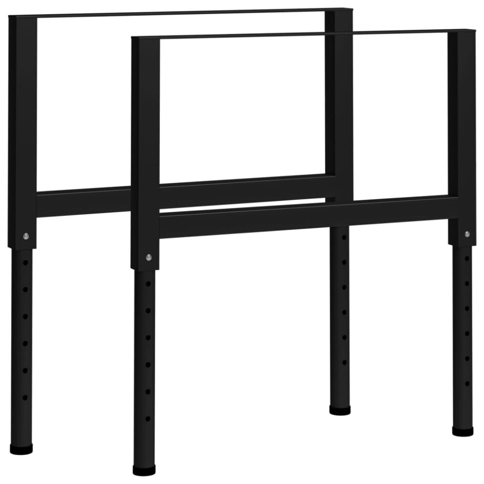 vidaXL 2x Adjustable Work Bench Frames Metal Black Furniture Work Table Leg