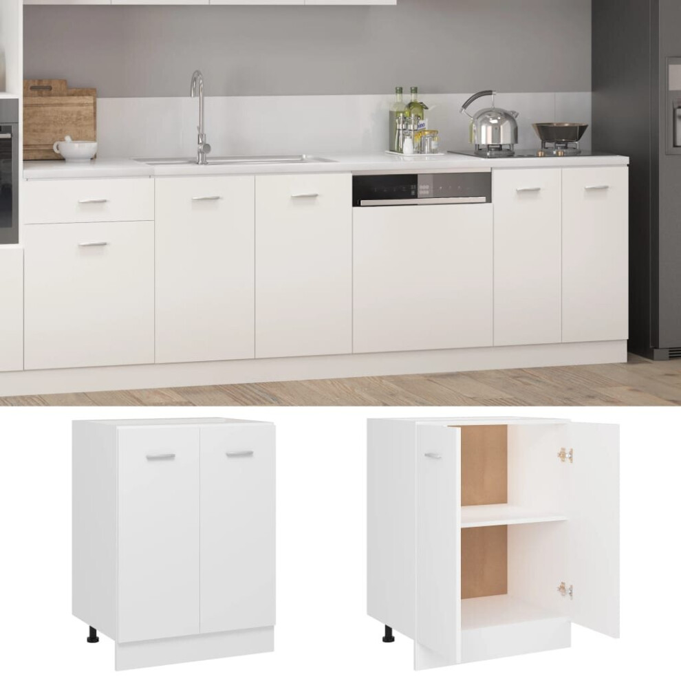 vidaXL Kitchen Cabinet White Chipboard Cupboard Sideboard Storage Side Cabinet