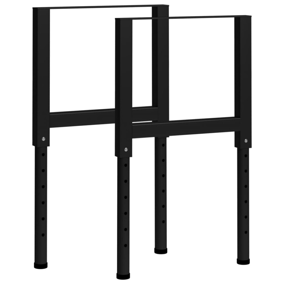 vidaXL 2x Adjustable Work Bench Frames Metal Black Work Table Leg Furniture