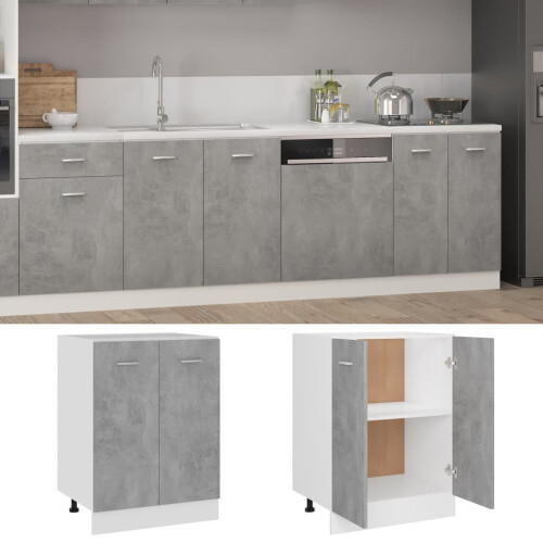 VidaXL vidaXL Bottom Cabinet Concrete Grey Engineered Wood Cupboard Sideboard Cabinet