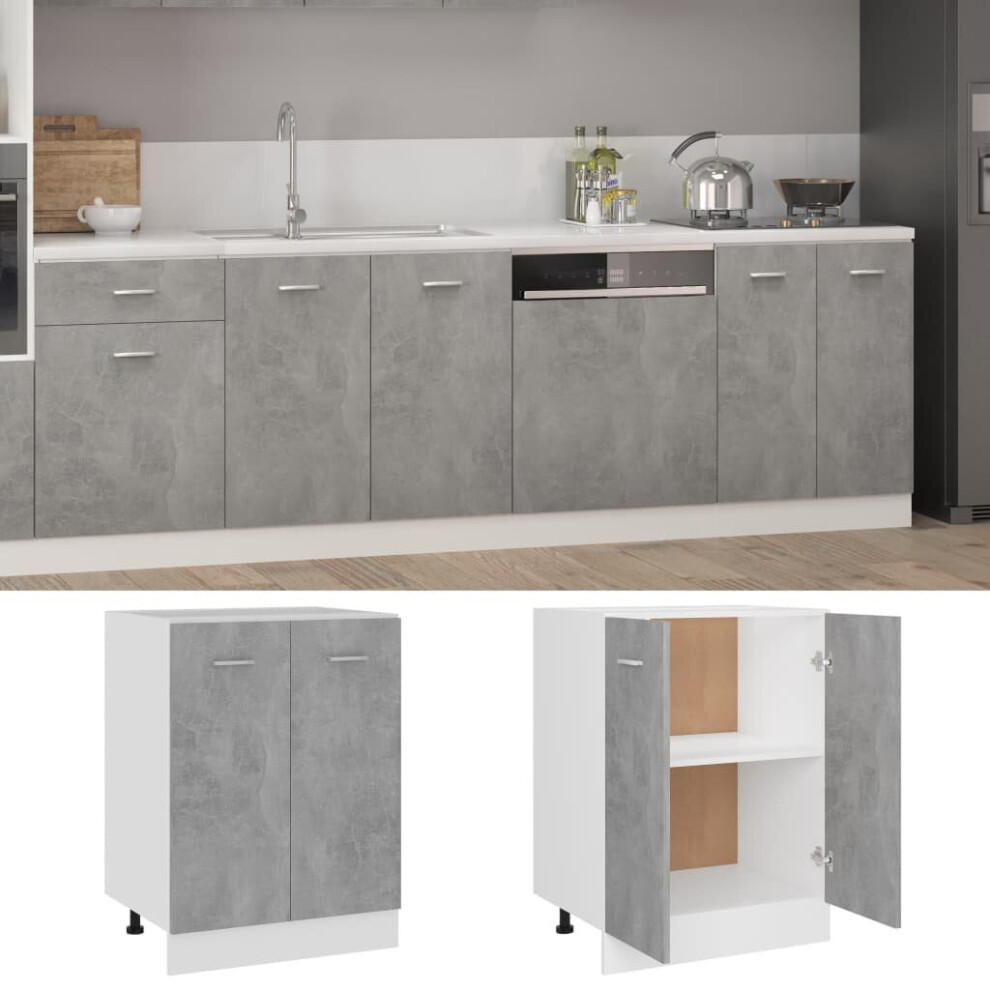 vidaXL Kitchen Cabinet Concrete Grey Chipboard Cupboard Sideboard Side Cabinet