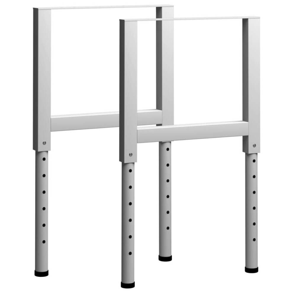 vidaXL 2x Adjustable Work Bench Frames Metal Grey Work Table Leg Furniture