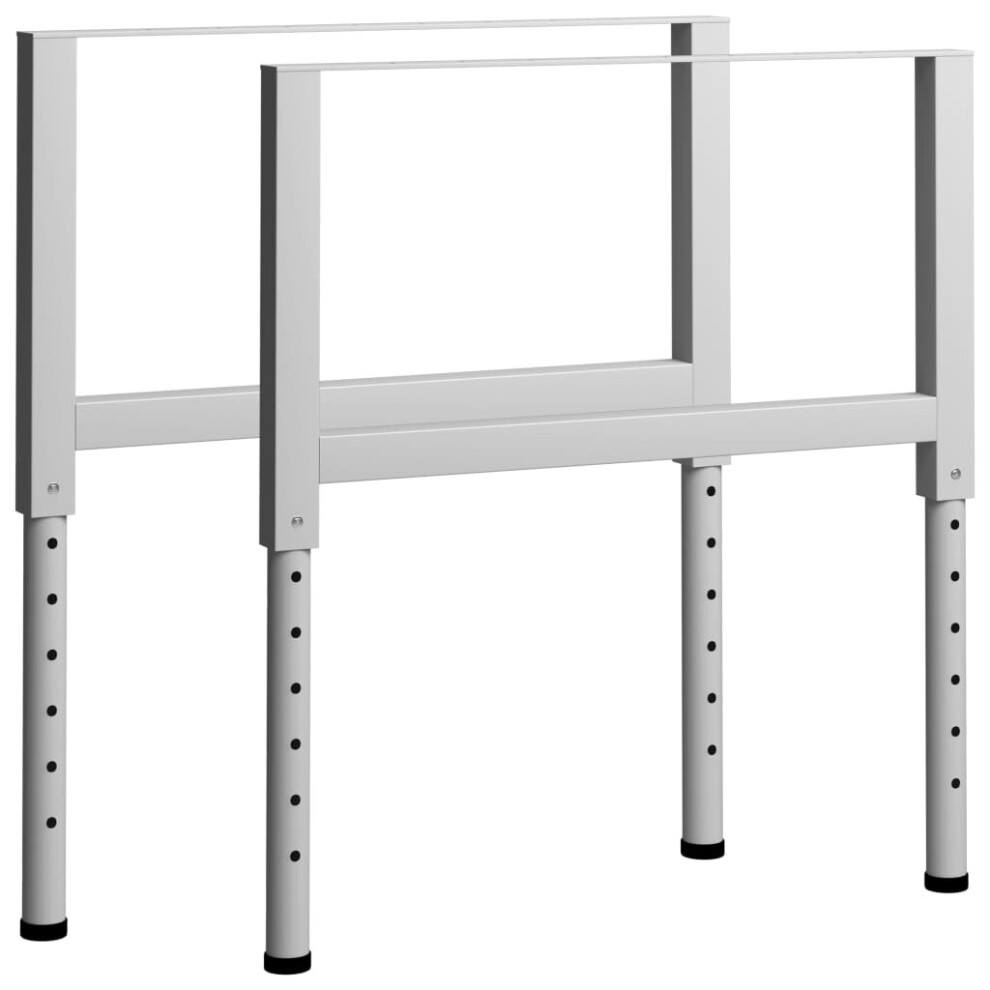 vidaXL 2x Adjustable Work Bench Frames Metal Grey Furniture Work Table Leg