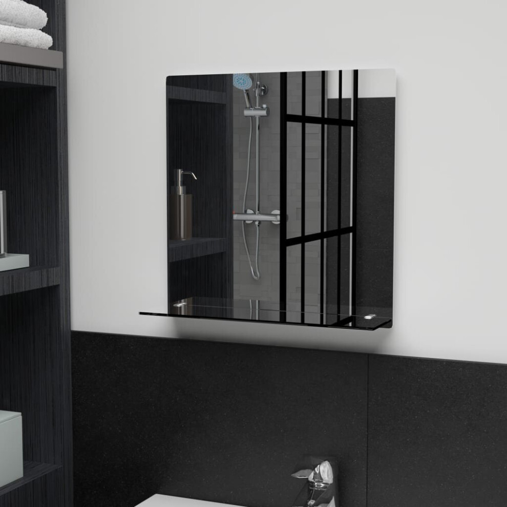 vidaXL Wall Mirror with Shelf Tempered Glass Wall Unit Home Bathroom Bedroom