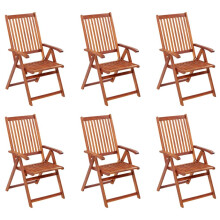 vidaXL 6x Solid Acacia Wood Folding Garden Chairs Wooden Outdoor Dining Seat