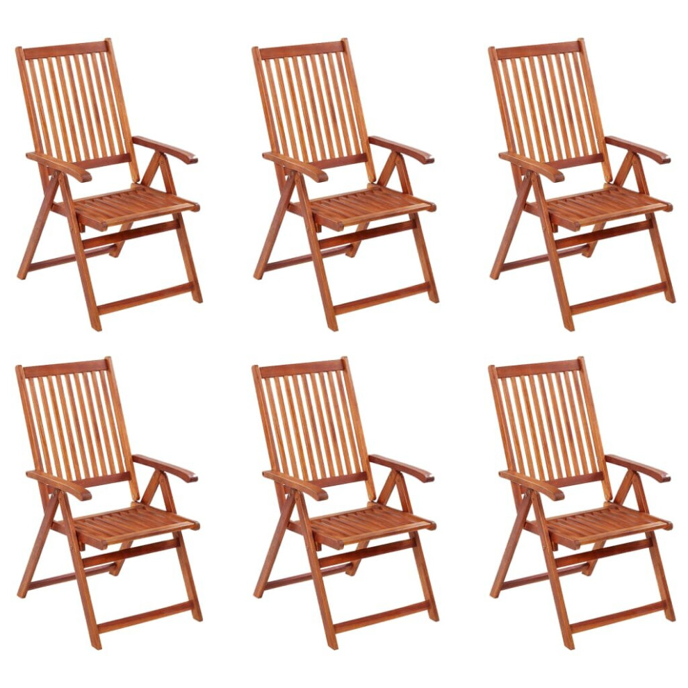 Vidaxl 6X Solid Acacia Wood Folding Garden Chairs Wooden Outdoor Dining Seat Brown