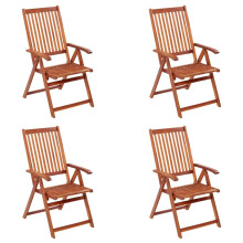 vidaXL 4x Solid Acacia Wood Folding Garden Chairs Wooden Outdoor Dining Seat