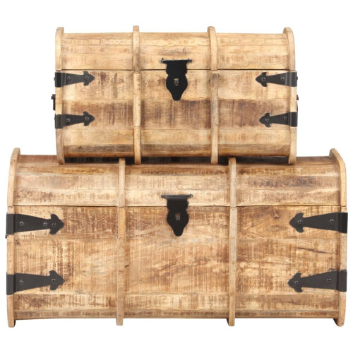 VidaXL vidaXL Solid Mango Wood Storage Chests 2 Pieces Storaging Box Trunk Bedroom 2