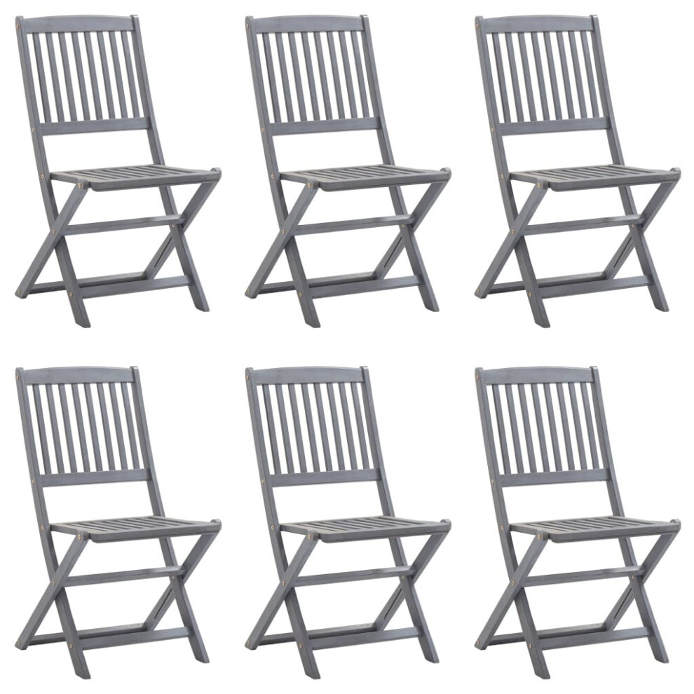 Vidaxl 6X Solid Acacia Wood Folding Outdoor Chairs Wooden Garden Dining Seat
