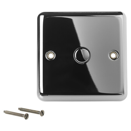 URBN Living (Round Black Nickel ) 1Gang 1Way Wall Touch Light Dimmer Switch Control