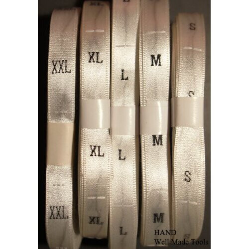 A Roll of Fold Woven Size Label Tabs White, 500pcs (L)