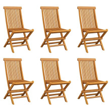 vidaXL 6x Solid Teak Wood Folding Garden Chairs Wooden Outdoor Dining Seat