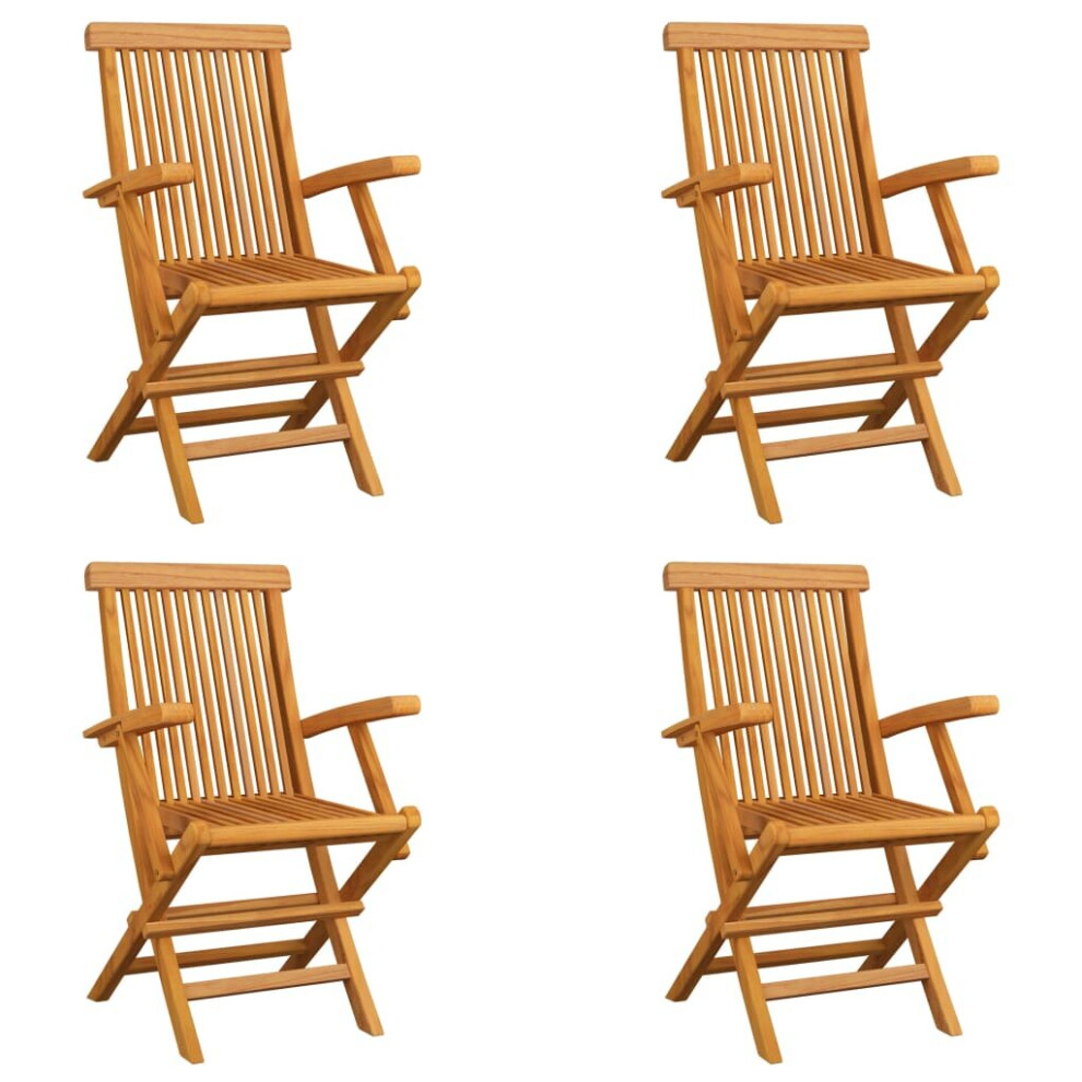 Vidaxl 4X Solid Teak Wood Folding Garden Chairs Wooden Outdoor Dining Seat