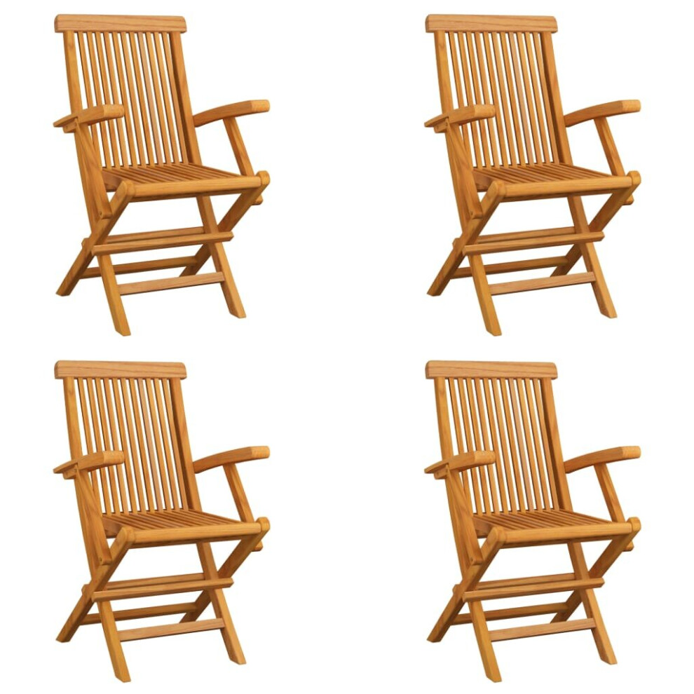 vidaXL 4x Solid Teak Wood Folding Garden Chairs Wooden Outdoor Dining Seat