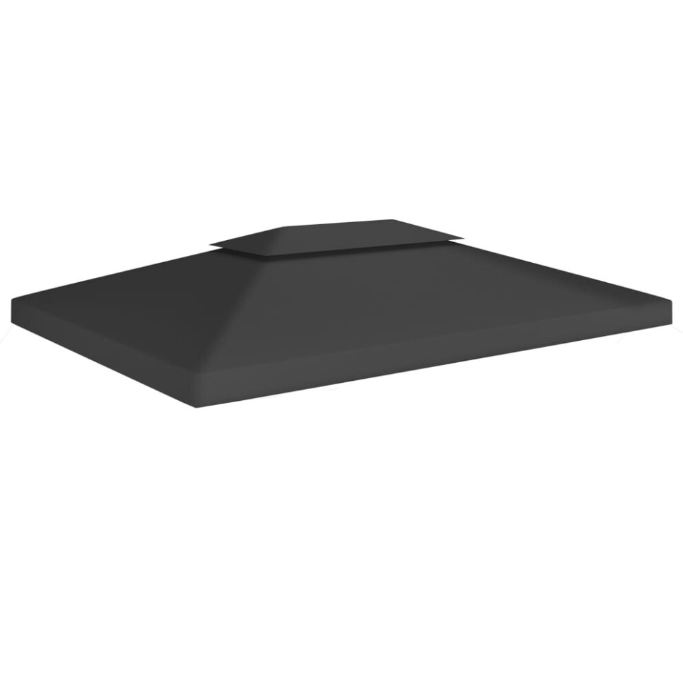 vidaXL 2-Tier Gazebo Top Cover 310 g/m² 4x3 m Black Garden Replacement Canopy
