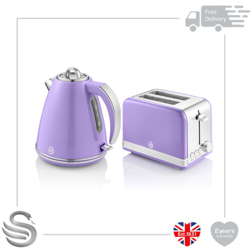Electric Kettle Purple Slice Toaster And Kettle Swan Retro 3-Piece