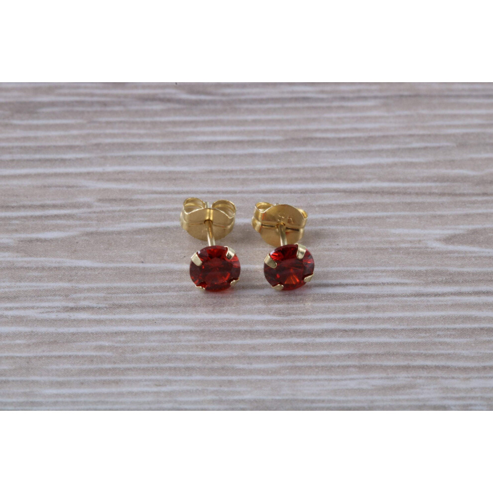9ct Gold 3 mm Round January Garnet Birthstone Stud Earrings