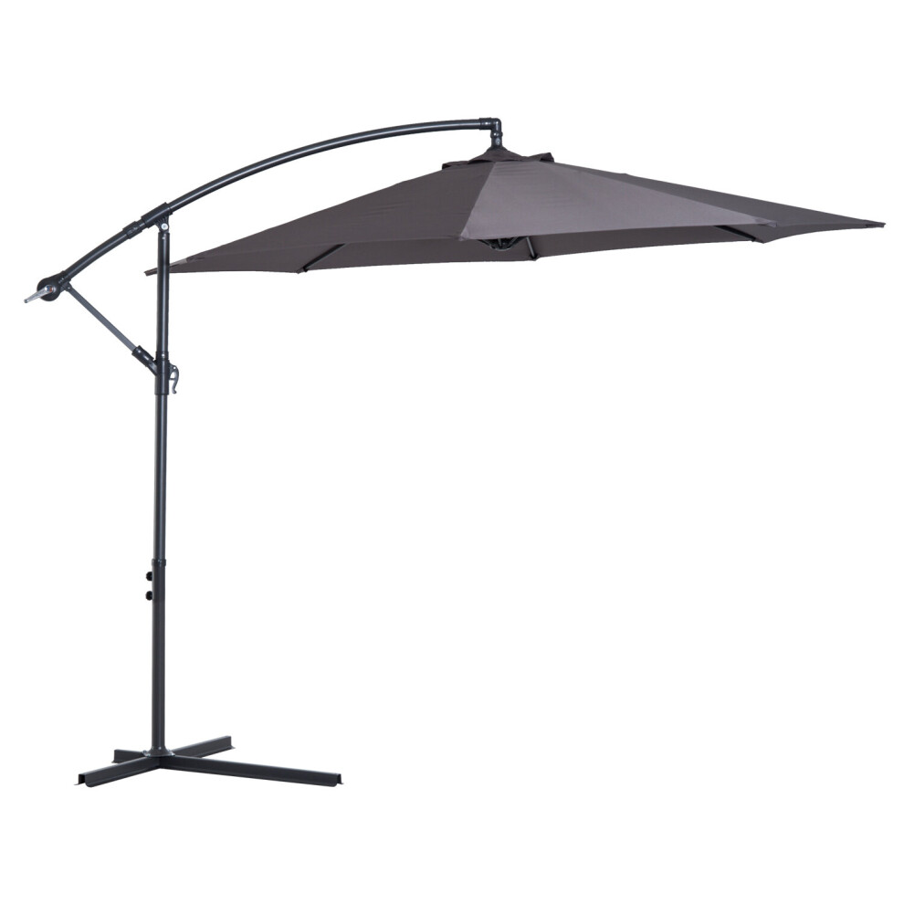 Outsunny 3M Cantilever Garden Umbrella | Grey Outdoor Parasol