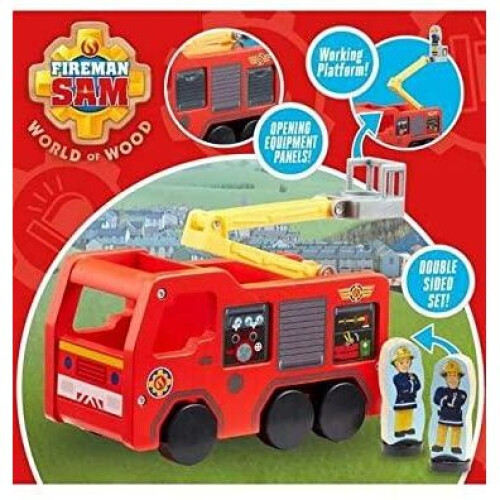 Fireman Sam Fireman Sam Wooden Jupiter Fire Engine Vehicle  Eco Friendly 1