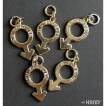 P05 Gold Zip Pulls, Tags, Fasteners 'I love U Forever', with Eyelet, Pack of 5