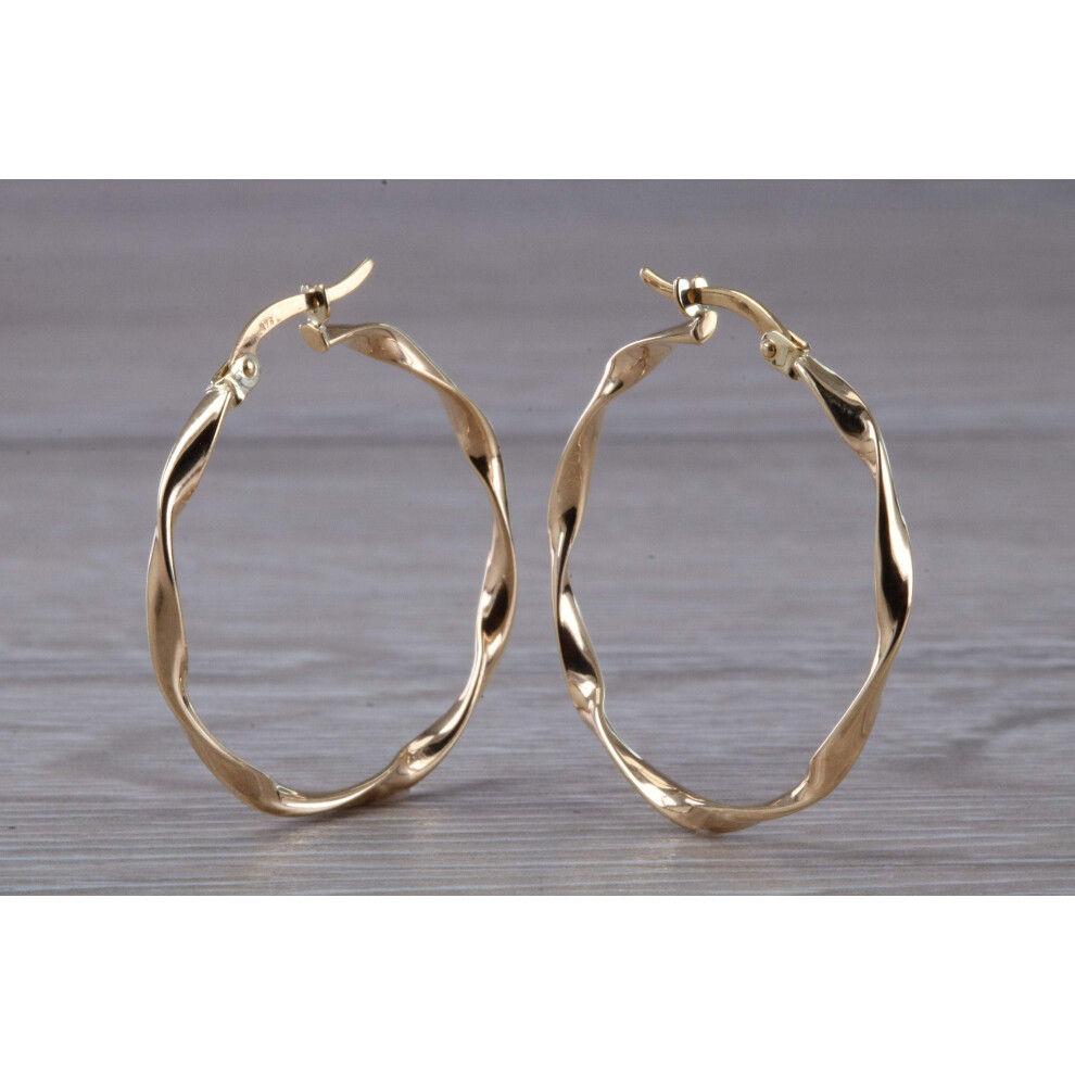 9ct Gold Large 30 mm Round Creole Hoop Earrings