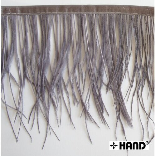 Ostrich Feather Fringe 4W, 3metres Gun Grey