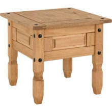 Corona Pin Lamp Table Distressed Waxed Pine With Metal Studs