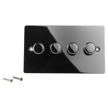 (Matt Black Flush) Volex 4 Gang Light Dimmer Flush/Angled Switches