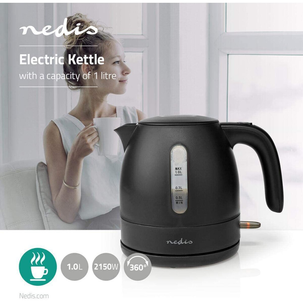 Electric Kettle | 1 L | 360° Rotation | Matt Black