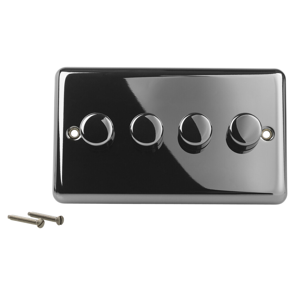 (Black Nickel Angled) Volex 4 Gang Light Dimmer Flush/Angled Switches 5056333875872
