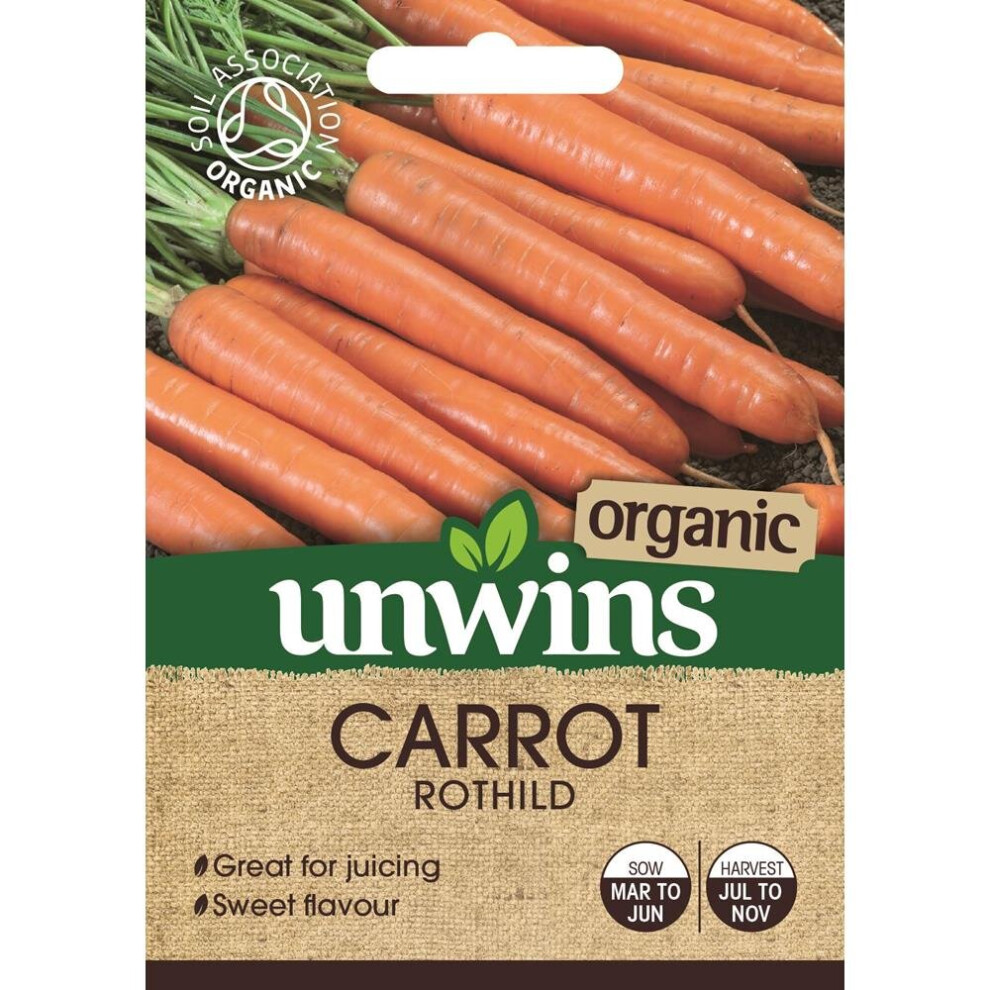 Unwins Grow Your Own At Home Vegetable Seeds - Organic Carrot Rothild